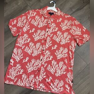 Margaritaville Men’s Large Button Down Short Sleeve Shirt Coral NWT